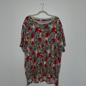 Men’s hibiscus tiger Short Sleeve Shirt